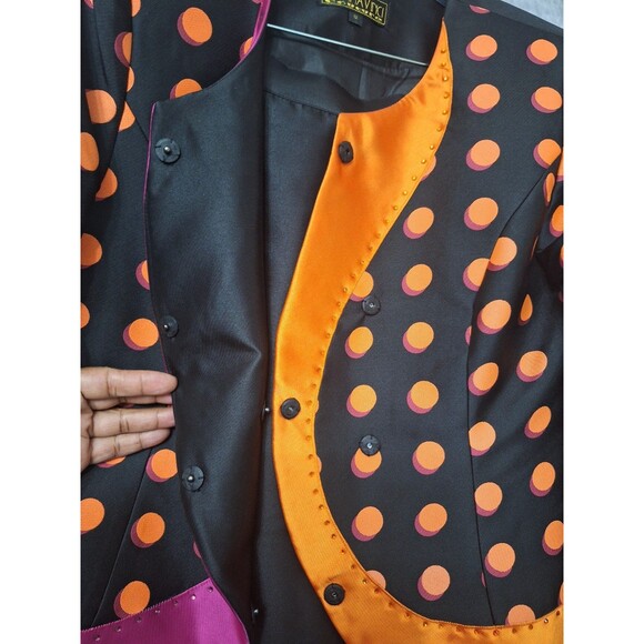 Donna Vinci 2pc Polka Dot Skirt Suit Sz 12 Rhinestones Clown Dopamine Colorful - Picture 12 of 16